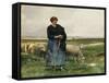 A Shepherdess with Her Flock-Julien Dupre-Framed Stretched Canvas