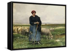 A Shepherdess with Her Flock-Julien Dupre-Framed Stretched Canvas