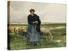 A Shepherdess with Her Flock-Julien Dupre-Stretched Canvas