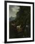 A Sherpherdess with Animals in a Mountainous Landscape-Adam Pijnacker-Framed Art Print