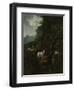 A Sherpherdess with Animals in a Mountainous Landscape-Adam Pijnacker-Framed Art Print