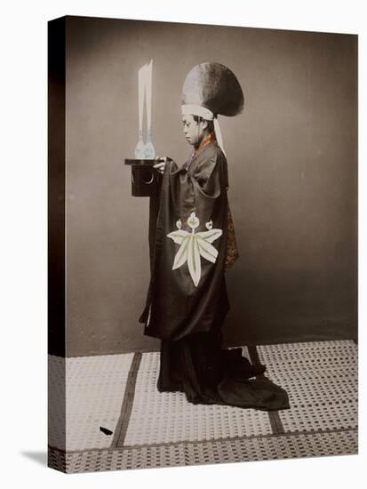 A Shinto Priest Offering Sake to the Kami, 1880-Baron Von Raimund Stillfried-Stretched Canvas