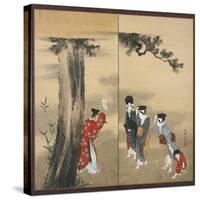 A Shinto Priest, Three Women and a Child, Edo Period, C.1799-Katsushika Hokusai-Stretched Canvas