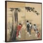 A Shinto Priest, Three Women and a Child, Edo Period, C.1799-Katsushika Hokusai-Stretched Canvas