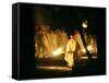 A Shinto Priest Walks, Holding a Wooden Torch, During the Tsukinami-Sai Ritual-null-Framed Stretched Canvas