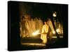 A Shinto Priest Walks, Holding a Wooden Torch, During the Tsukinami-Sai Ritual-null-Stretched Canvas