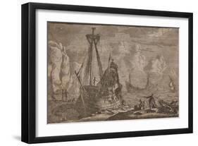 A Ship Being Repaired, from the Series 'Some Ships', 1652-Reinier Zeeman-Framed Giclee Print