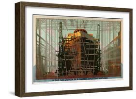 A Ship for Canada in a United Kingdom Shipyard-Charles Pears-Framed Giclee Print