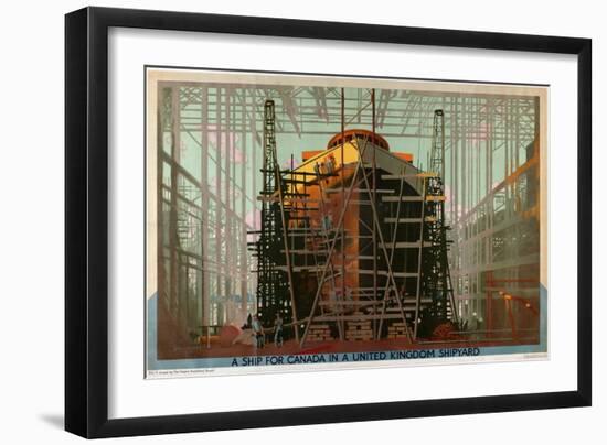 A Ship for Canada in a United Kingdom Shipyard-Charles Pears-Framed Giclee Print