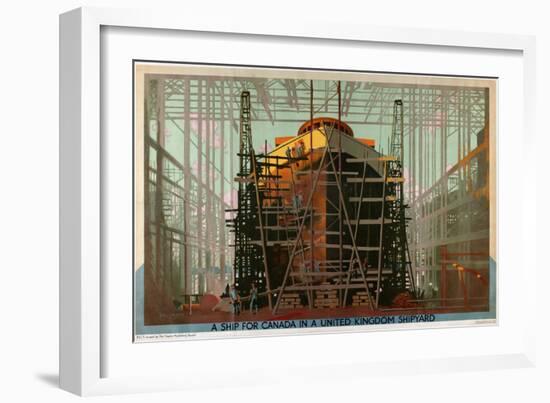A Ship for Canada in a United Kingdom Shipyard-Charles Pears-Framed Giclee Print