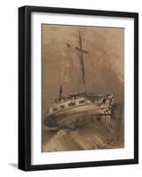 A Ship in Choppy Seas, 1864-Victor Hugo-Framed Giclee Print