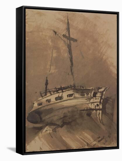 A Ship in Choppy Seas, 1864-Victor Hugo-Framed Stretched Canvas