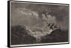 A Ship in Distress Burning a Blue Light-Edward Duncan-Framed Stretched Canvas