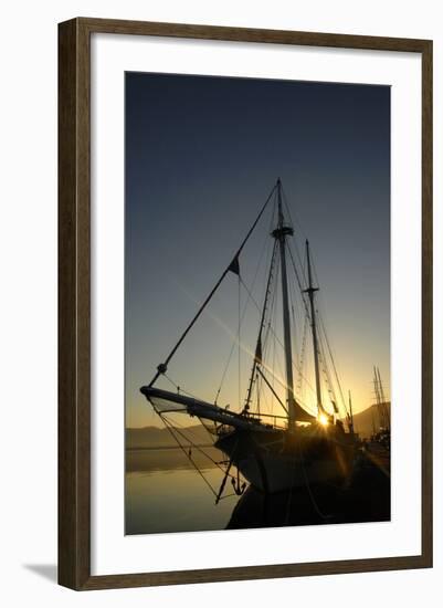 A Ship in the Mediterranean Harbor of Fethiye, Turkey-Bennett Barthelemy-Framed Photographic Print