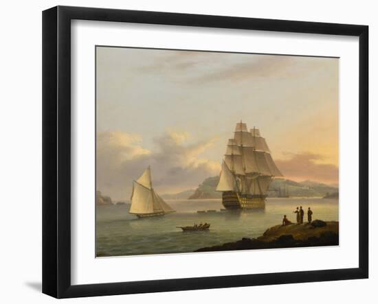 A Ship of the Line Off Plymouth, 1817-Thomas Luny-Framed Giclee Print