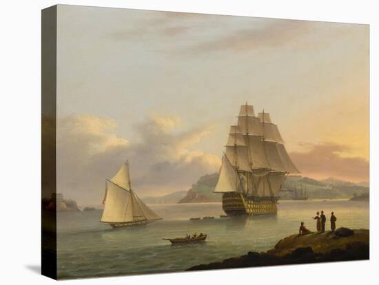 A Ship of the Line Off Plymouth, 1817-Thomas Luny-Stretched Canvas