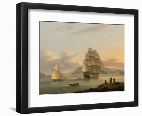 A Ship of the Line Off Plymouth, 1817-Thomas Luny-Framed Giclee Print