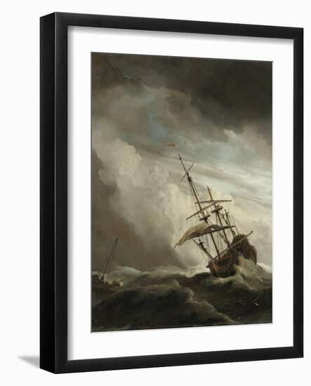 A Ship on the High Seas Caught by a Squall, Known as the 'Gust', 1680-Willem Van De, The Younger Velde-Framed Giclee Print