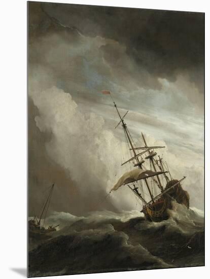 A Ship on the High Seas Caught by a Squall, Known as the 'Gust', 1680-Willem Van De, The Younger Velde-Mounted Giclee Print