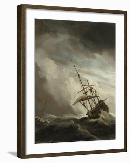 A Ship on the High Seas Caught by a Squall, Known as the 'Gust', 1680-Willem Van De, The Younger Velde-Framed Giclee Print