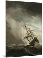 A Ship on the High Seas Caught by a Squall, Known as the 'Gust', 1680-Willem Van De, The Younger Velde-Mounted Giclee Print