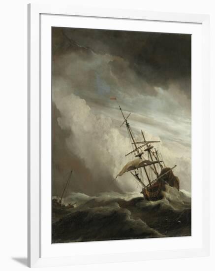 A Ship on the High Seas Caught by a Squall, Known as the 'Gust', 1680-Willem Van De, The Younger Velde-Framed Giclee Print