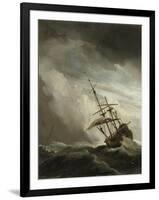 A Ship on the High Seas Caught by a Squall, Known as the 'Gust', 1680-Willem Van De, The Younger Velde-Framed Giclee Print