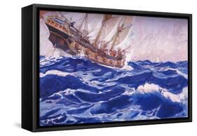 A Ship Standing Towards Us-George Washington Lambert-Framed Stretched Canvas