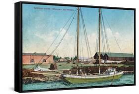 A Shipping Schooner Scene - Petaluma, CA-Lantern Press-Framed Stretched Canvas