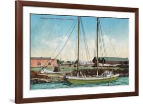 A Shipping Schooner Scene - Petaluma, CA-Lantern Press-Framed Art Print