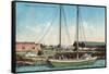 A Shipping Schooner Scene - Petaluma, CA-Lantern Press-Framed Stretched Canvas