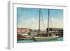 A Shipping Schooner Scene - Petaluma, CA-Lantern Press-Framed Art Print