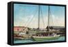 A Shipping Schooner Scene - Petaluma, CA-Lantern Press-Framed Stretched Canvas