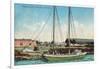 A Shipping Schooner Scene - Petaluma, CA-Lantern Press-Framed Art Print