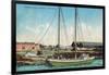 A Shipping Schooner Scene - Petaluma, CA-Lantern Press-Framed Art Print