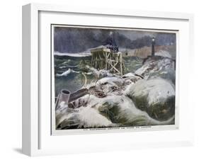 A Shipwreck in Front of the Port of Dieppe, 1899-Oswaldo Tofani-Framed Giclee Print