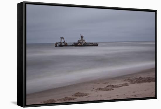 A Shipwreck Near Cape Cross, Namibia-Alex Saberi-Framed Stretched Canvas