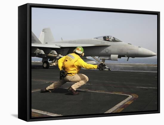 A Shooter Launches an F/A-18E Super Hornet from USS Dwight D Eisenhower-Stocktrek Images-Framed Stretched Canvas