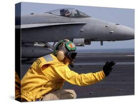 A Shooter Launches an F/A-18E Super Hornet from USS Ronald Reagan-Stocktrek Images-Stretched Canvas