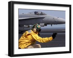 A Shooter Launches an F/A-18E Super Hornet from USS Ronald Reagan-Stocktrek Images-Framed Photographic Print