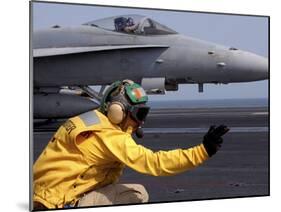 A Shooter Launches an F/A-18E Super Hornet from USS Ronald Reagan-Stocktrek Images-Mounted Photographic Print