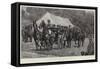 A Shooting Party at Lowther Castle, Guests Leaving the Luncheon Tent-John Charlton-Framed Stretched Canvas