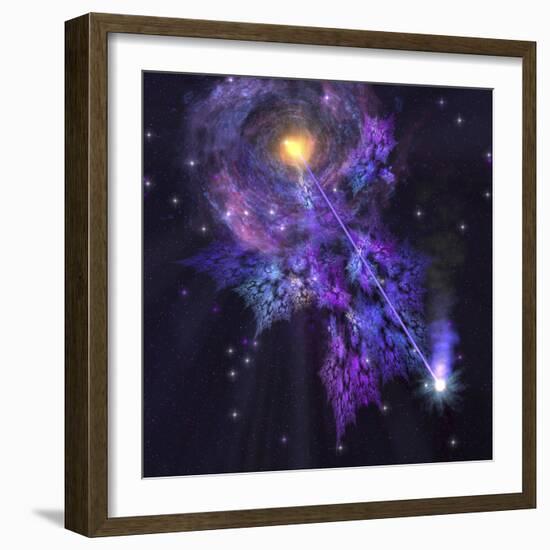 A Shooting Star Radiates Out from a Black Hole in the Center of a Galaxy-Stocktrek Images-Framed Photographic Print