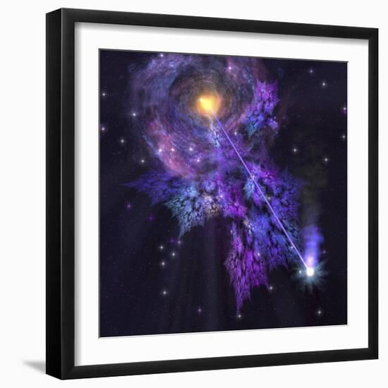 A Shooting Star Radiates Out from a Black Hole in the Center of a Galaxy-Stocktrek Images-Framed Photographic Print