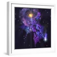 A Shooting Star Radiates Out from a Black Hole in the Center of a Galaxy-Stocktrek Images-Framed Photographic Print