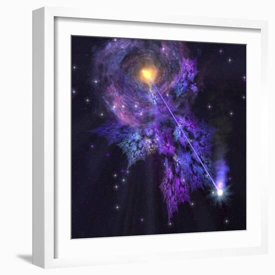 A Shooting Star Radiates Out from a Black Hole in the Center of a Galaxy-Stocktrek Images-Framed Photographic Print