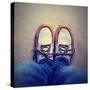 A Shot of Yellow and White Boat or Deck Shoes-graphicphoto-Stretched Canvas