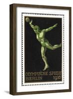 A Shot Putter. Germany 1916 Berlin Olympic Games Poster Stamp, Unused-null-Framed Giclee Print