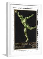 A Shot Putter. Germany 1916 Berlin Olympic Games Poster Stamp, Unused-null-Framed Giclee Print