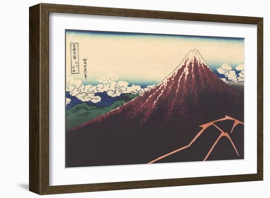 A Shower Below the Summit-Katsushika Hokusai-Framed Giclee Print